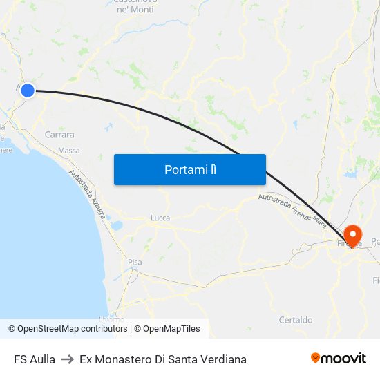 FS Aulla to Ex Monastero Di Santa Verdiana map