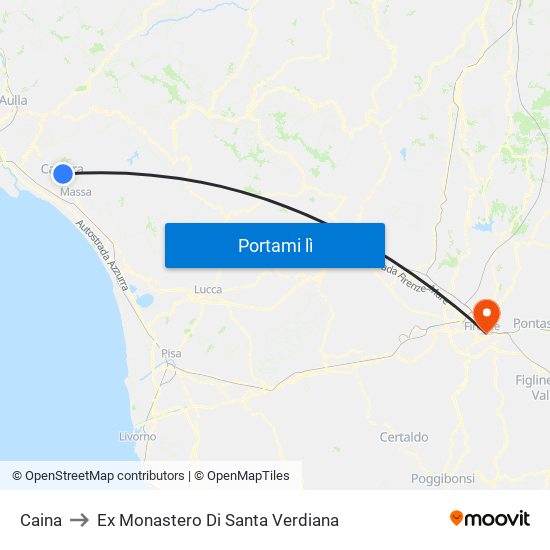 Caina to Ex Monastero Di Santa Verdiana map