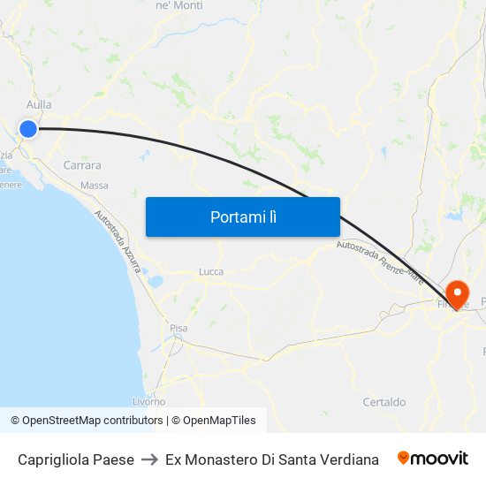 Caprigliola Paese to Ex Monastero Di Santa Verdiana map