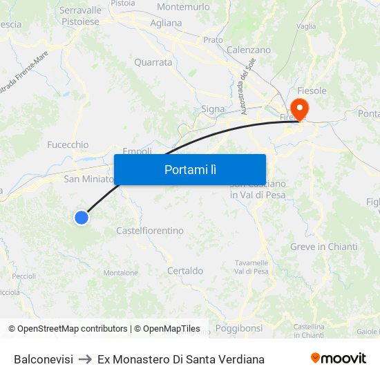 Balconevisi to Ex Monastero Di Santa Verdiana map