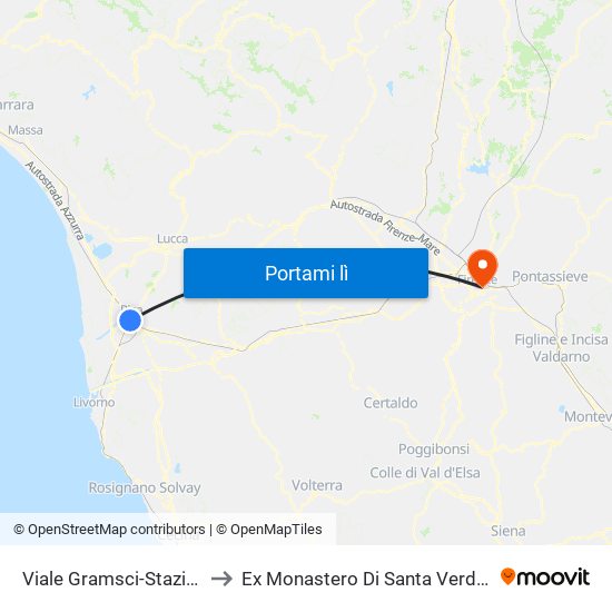 Viale Gramsci-Stazione to Ex Monastero Di Santa Verdiana map