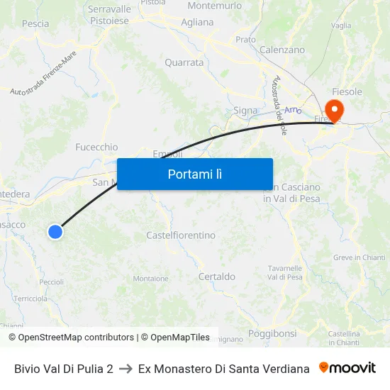 Bivio Val Di Pulia 2 to Ex Monastero Di Santa Verdiana map