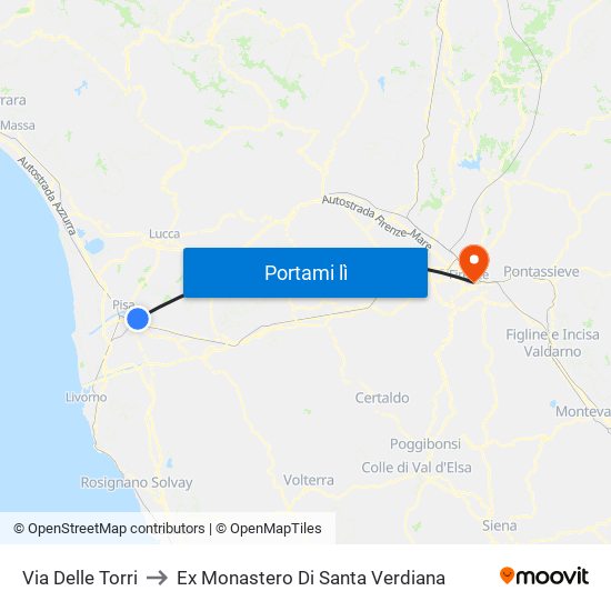 Via Delle Torri to Ex Monastero Di Santa Verdiana map