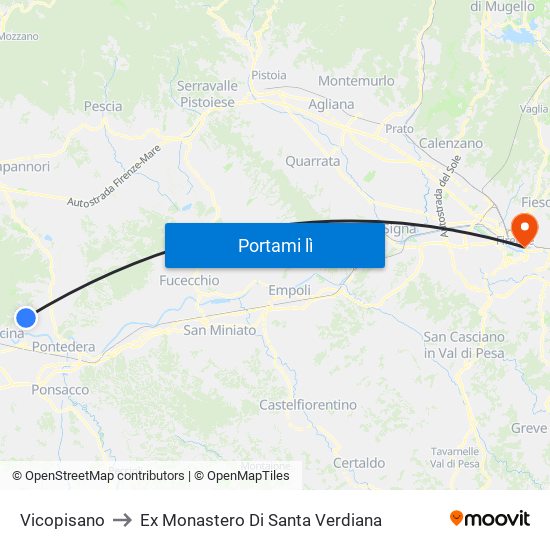 Vicopisano to Ex Monastero Di Santa Verdiana map