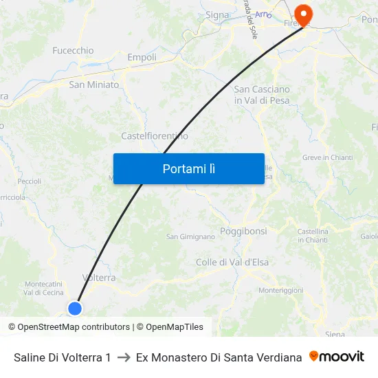 Saline Di Volterra 1 to Ex Monastero Di Santa Verdiana map