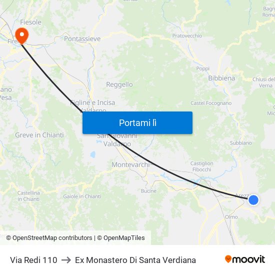 Via Redi 110 to Ex Monastero Di Santa Verdiana map