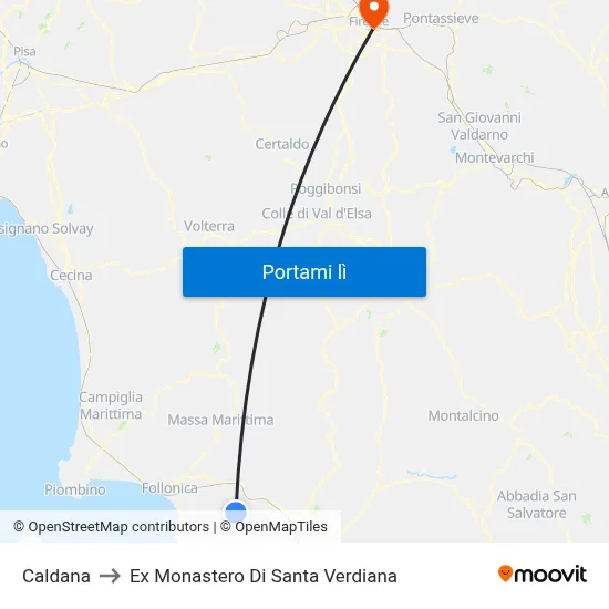 Caldana to Ex Monastero Di Santa Verdiana map