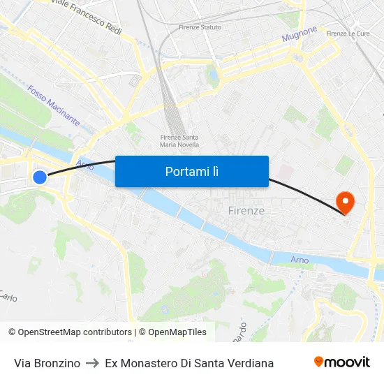 Via Bronzino to Ex Monastero Di Santa Verdiana map