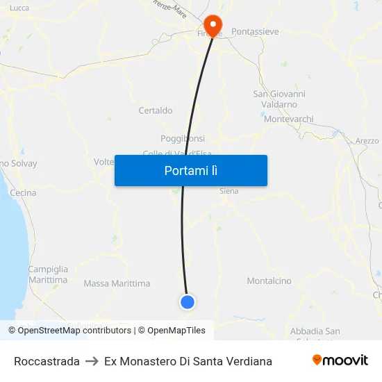 Roccastrada to Ex Monastero Di Santa Verdiana map