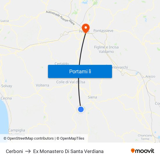 Cerboni to Ex Monastero Di Santa Verdiana map