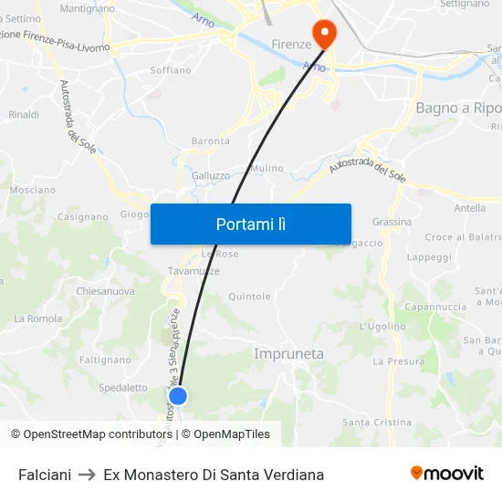 Falciani to Ex Monastero Di Santa Verdiana map