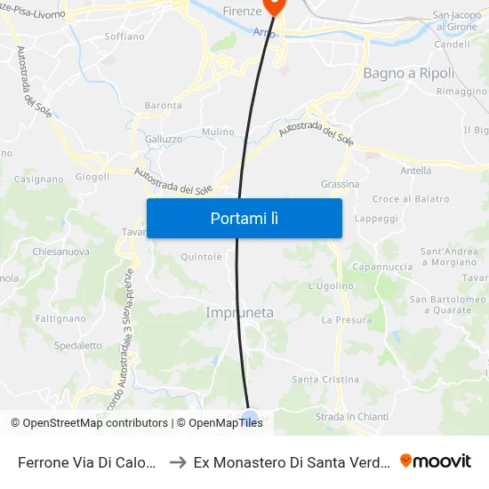 Ferrone Via Di Calosina to Ex Monastero Di Santa Verdiana map