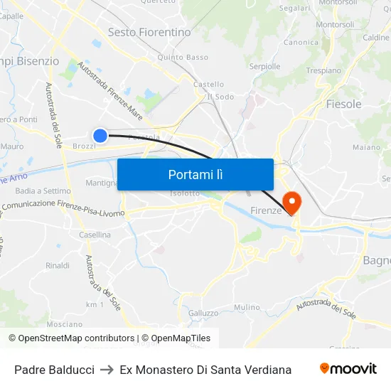Padre Balducci to Ex Monastero Di Santa Verdiana map