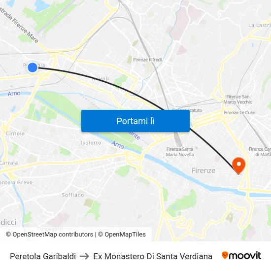 Peretola Garibaldi to Ex Monastero Di Santa Verdiana map