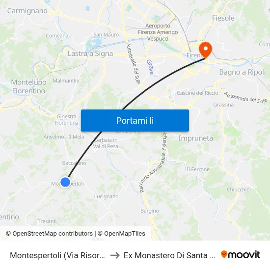 Montespertoli (Via Risorgimento) to Ex Monastero Di Santa Verdiana map