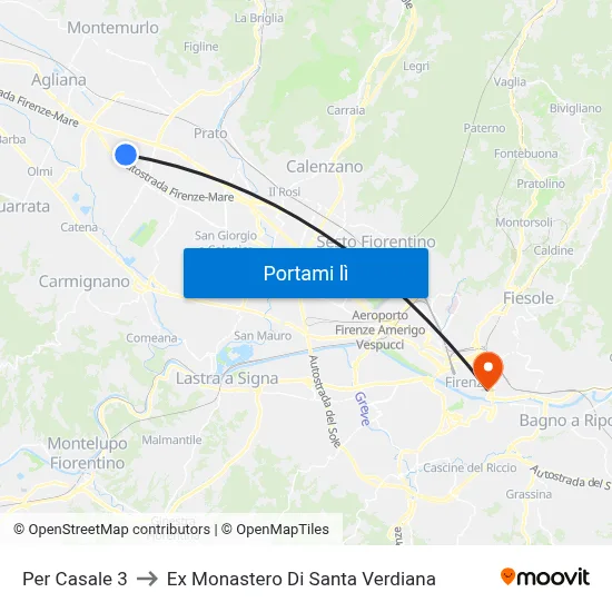 Per Casale 3 to Ex Monastero Di Santa Verdiana map