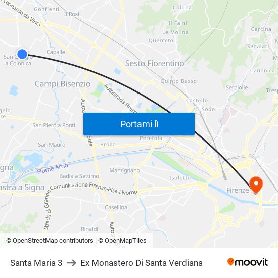 Santa Maria 3 to Ex Monastero Di Santa Verdiana map