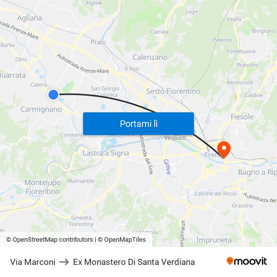 Via Marconi to Ex Monastero Di Santa Verdiana map