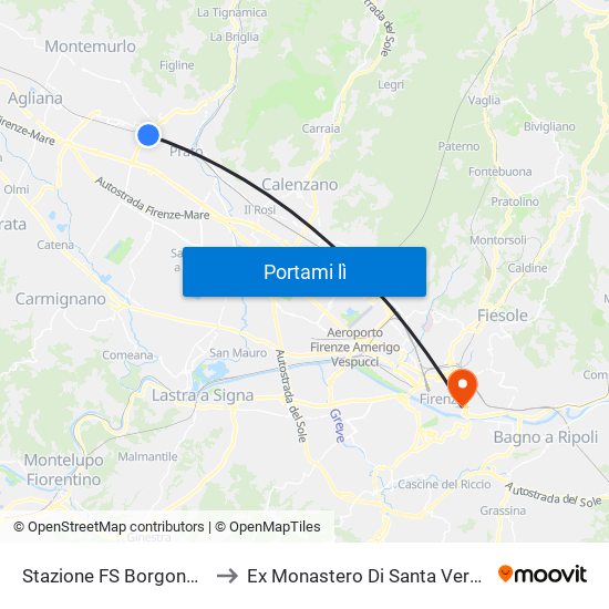 Stazione FS Borgonuovo to Ex Monastero Di Santa Verdiana map