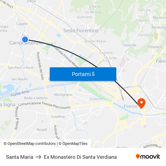 Santa Maria to Ex Monastero Di Santa Verdiana map