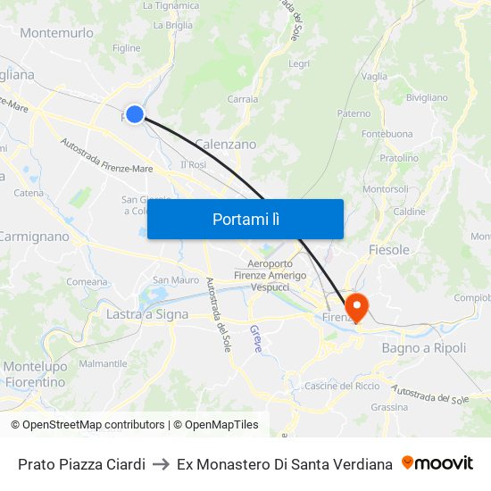 Prato Piazza Ciardi to Ex Monastero Di Santa Verdiana map