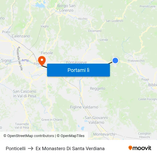 Ponticelli to Ex Monastero Di Santa Verdiana map