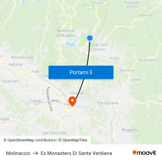 Molinaccio to Ex Monastero Di Santa Verdiana map