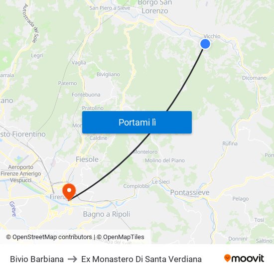 Bivio Barbiana to Ex Monastero Di Santa Verdiana map