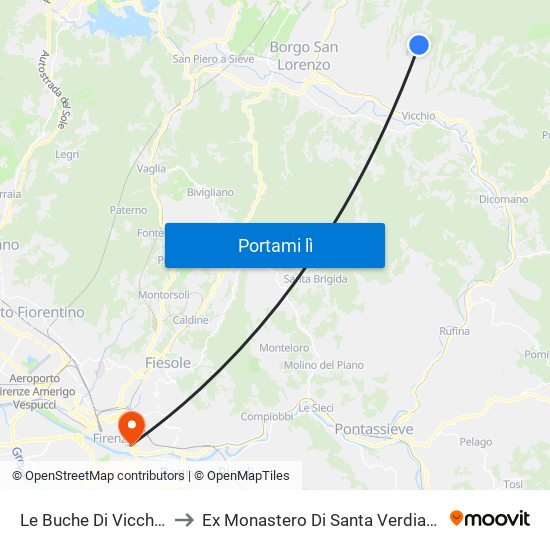 Le Buche Di Vicchio to Ex Monastero Di Santa Verdiana map