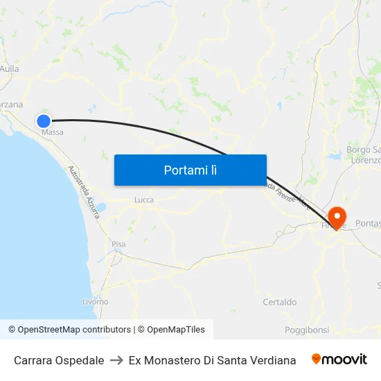 Carrara Ospedale to Ex Monastero Di Santa Verdiana map