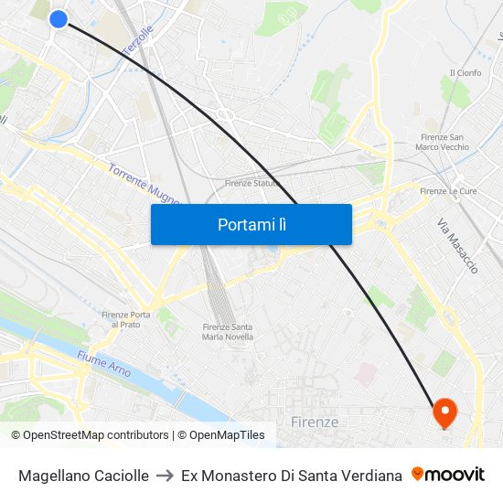 Magellano Caciolle to Ex Monastero Di Santa Verdiana map