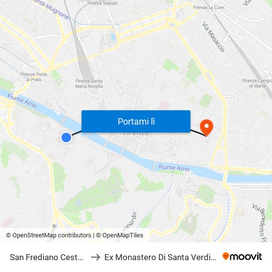 San Frediano Cestello to Ex Monastero Di Santa Verdiana map
