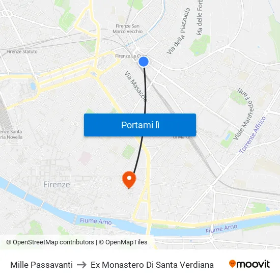 Mille Passavanti to Ex Monastero Di Santa Verdiana map