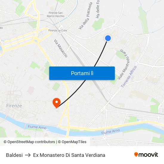 Baldesi to Ex Monastero Di Santa Verdiana map