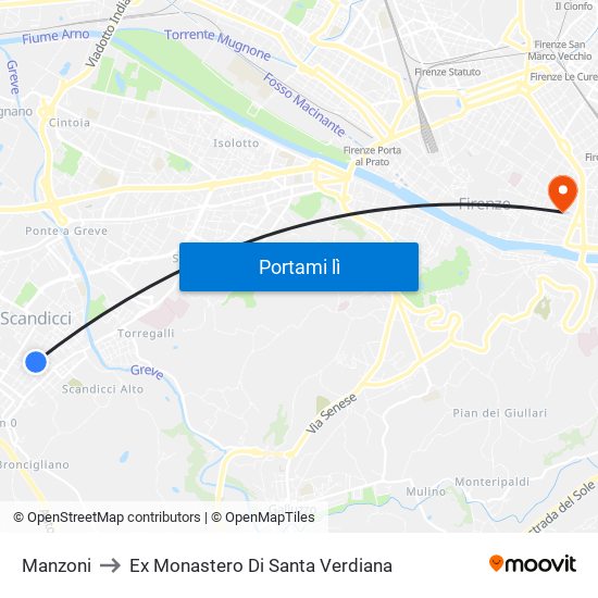 Manzoni to Ex Monastero Di Santa Verdiana map