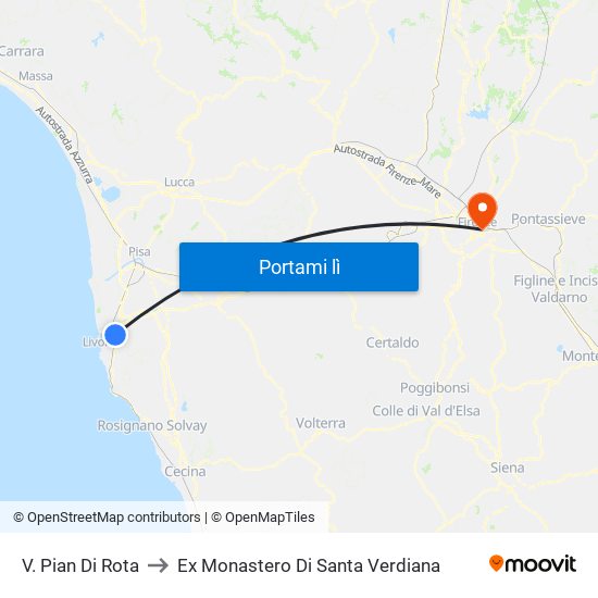 V. Pian Di Rota to Ex Monastero Di Santa Verdiana map
