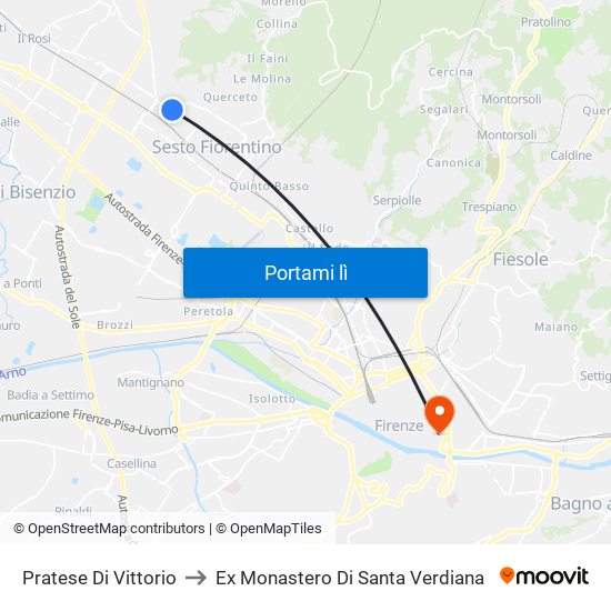 Pratese Di Vittorio to Ex Monastero Di Santa Verdiana map