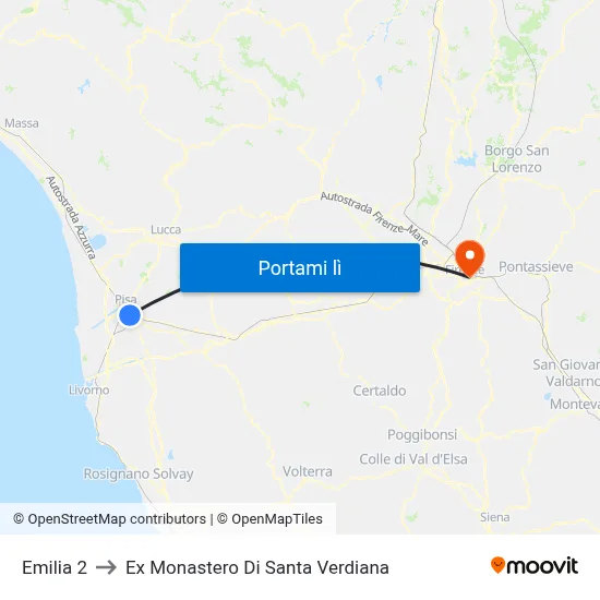 Emilia 2 to Ex Monastero Di Santa Verdiana map