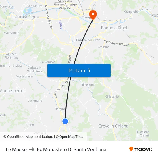 Le Masse to Ex Monastero Di Santa Verdiana map