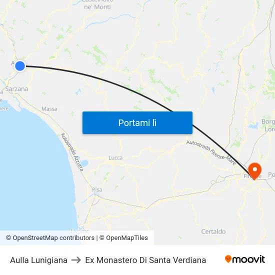 Aulla Lunigiana to Ex Monastero Di Santa Verdiana map