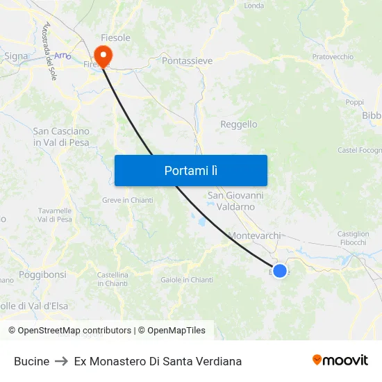 Bucine to Ex Monastero Di Santa Verdiana map