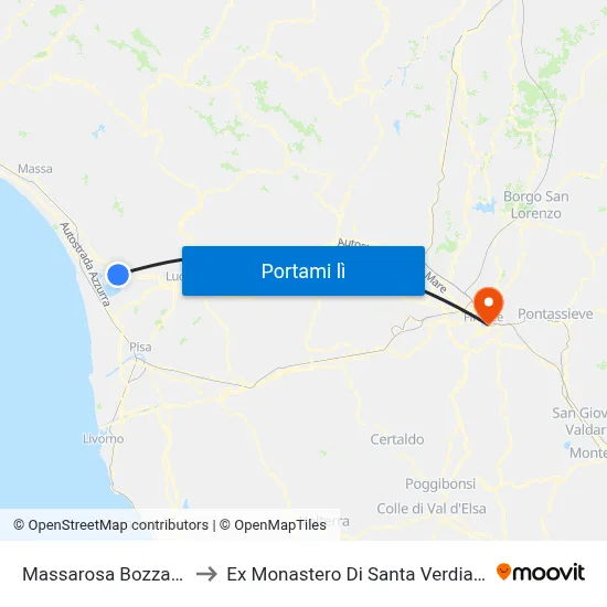 Massarosa Bozzano to Ex Monastero Di Santa Verdiana map