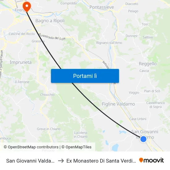 San Giovanni Valdarno to Ex Monastero Di Santa Verdiana map