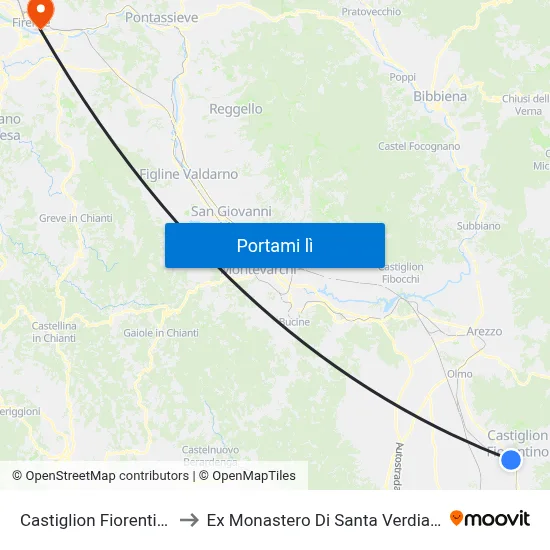 Castiglion Fiorentino to Ex Monastero Di Santa Verdiana map