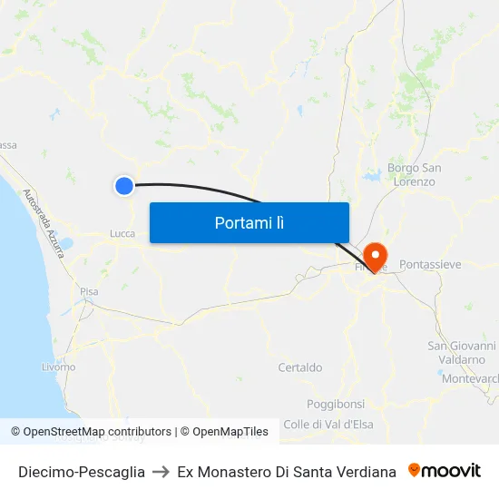 Diecimo-Pescaglia to Ex Monastero Di Santa Verdiana map