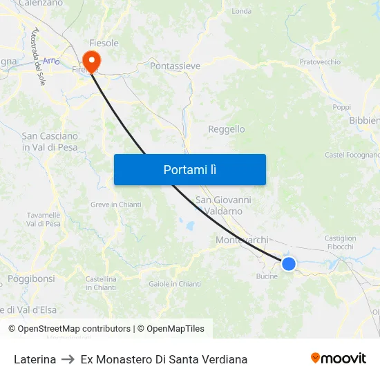 Laterina to Ex Monastero Di Santa Verdiana map