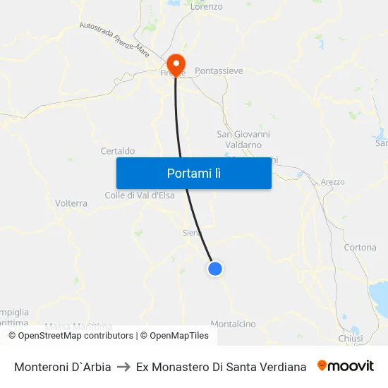 Monteroni D`Arbia to Ex Monastero Di Santa Verdiana map