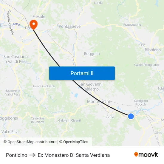 Ponticino to Ex Monastero Di Santa Verdiana map