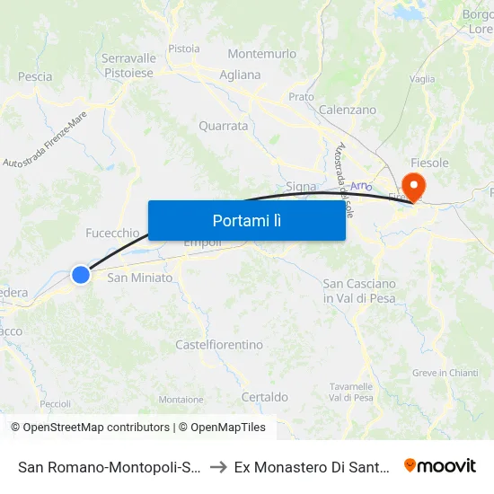 San Romano-Montopoli-Santa Croce to Ex Monastero Di Santa Verdiana map