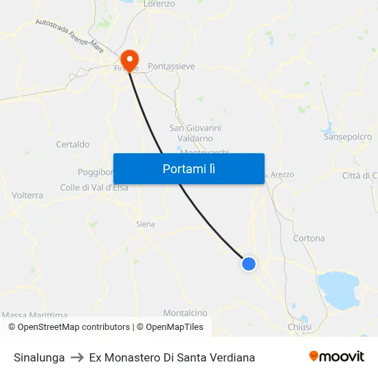 Sinalunga to Ex Monastero Di Santa Verdiana map